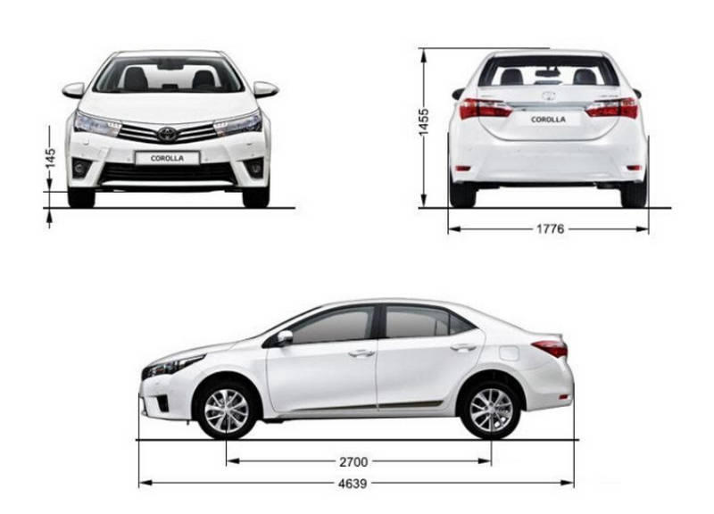 Kích thước xe ô tô 4 chỗ - Chiều cao xe 4 chỗ