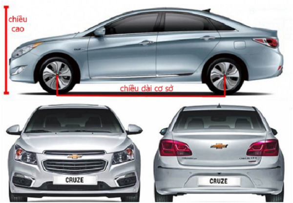 Kích thước xe ô tô 4 chỗ - Chiều dài cơ sở xe 4 chỗ